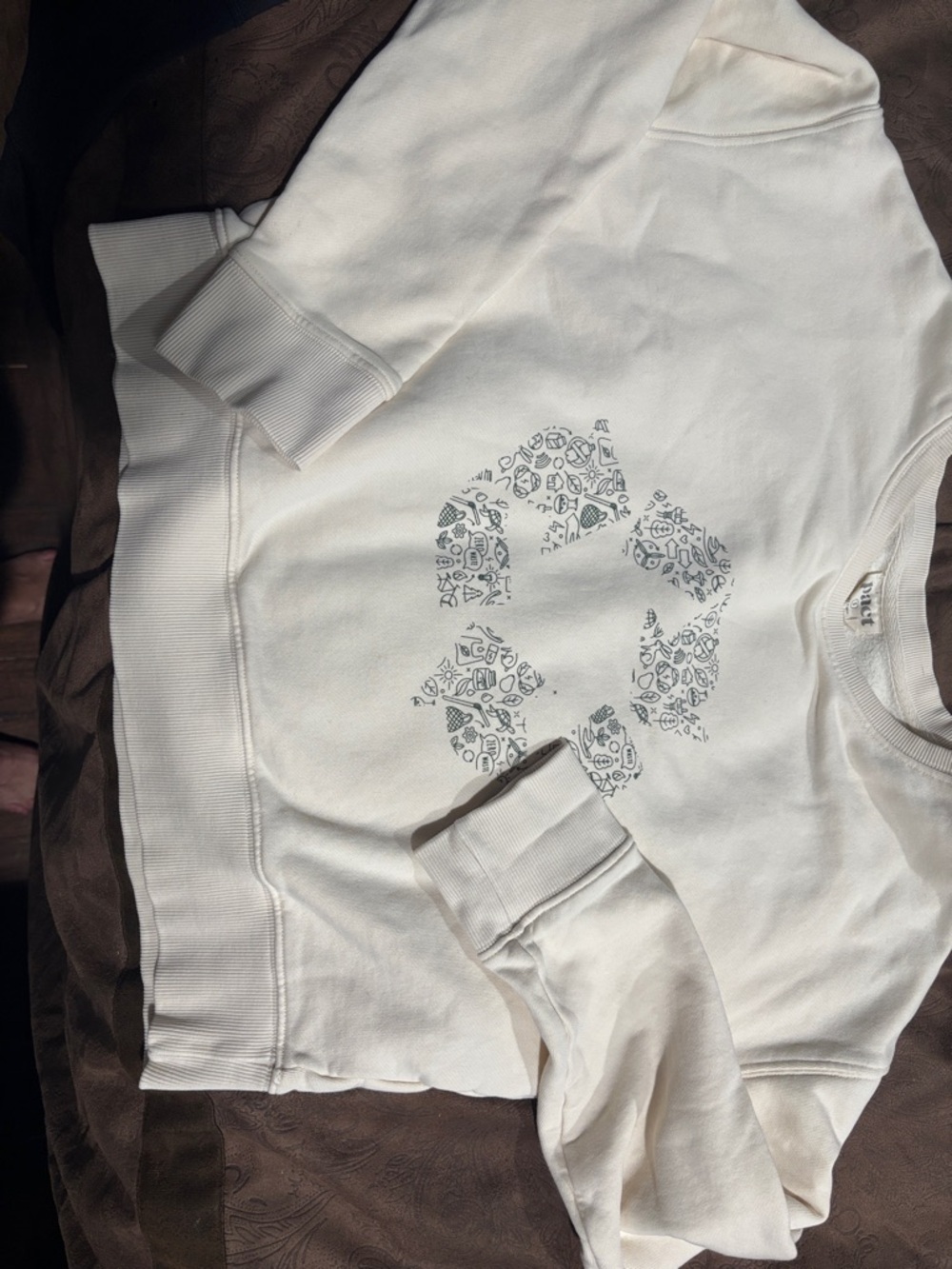 Pact Sweatshirt Womens S Cream Recycle Graphic Gorpcore Pullover Shirt Organic